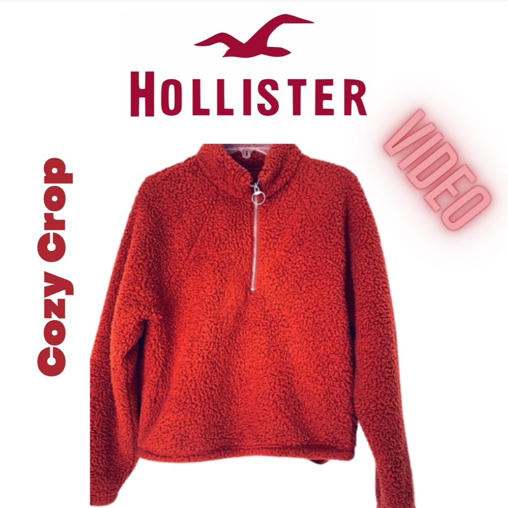 HOLLISTER Cropped Sherpa O Ring Quarter Zip